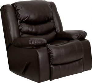 Flash Furniture Plush Brown Leather Lever Rocker Recliner with Padded Arms